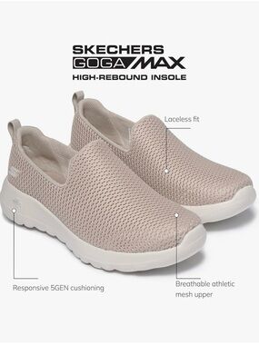 Skechers Goga Max Lace-Free Slip-On Sneakers - Light Blush
